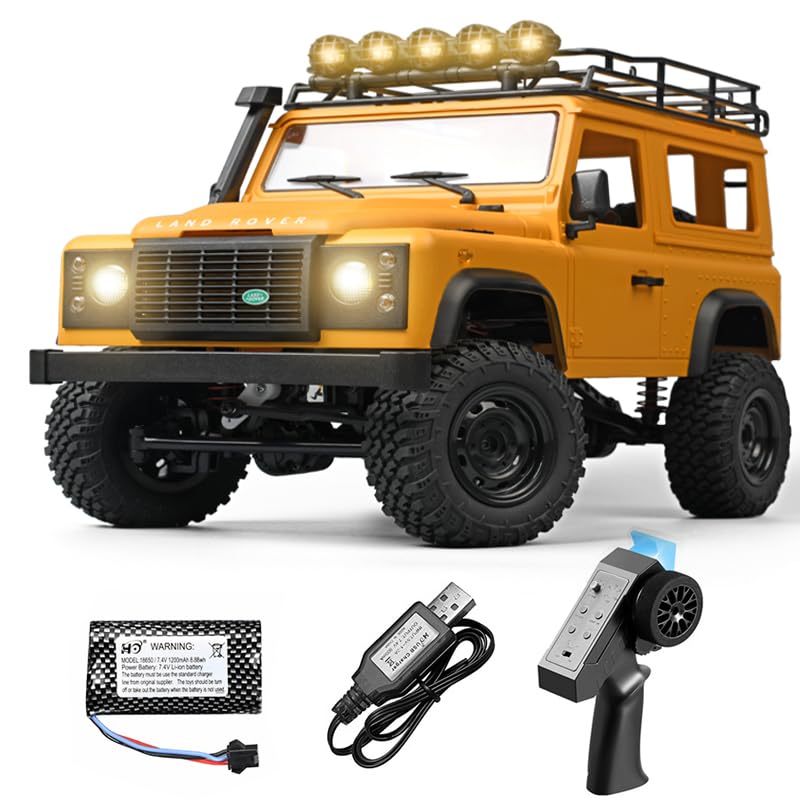 ARRIS MN-98 RC Crawler, 1:12 Scale RC Rock Car, 4WD Off-Road RC Truck RTR, 2.4G Remote RC Land Rover Vehicle Models for Adults Hobby Gifts (Yellow)