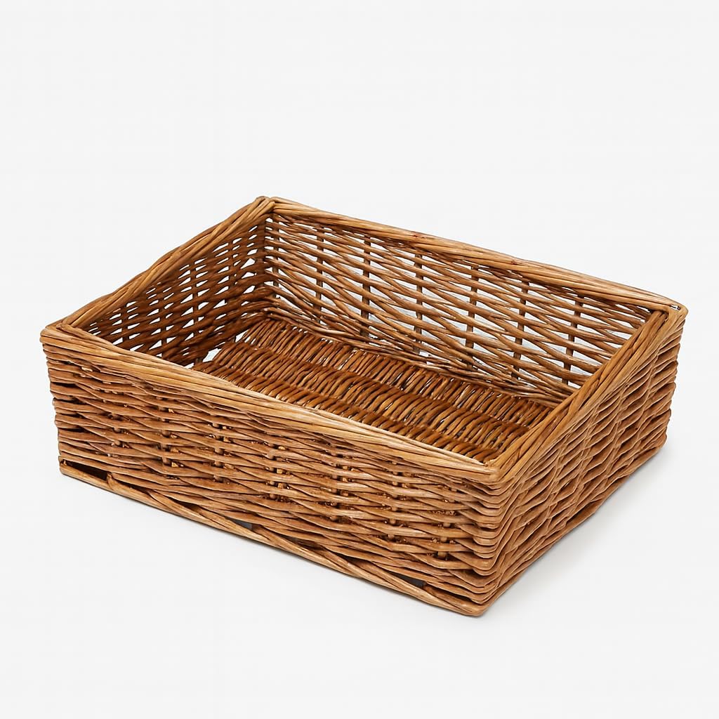 Wicker Hamper Basket – 36cm | Medium Hamper Gift Basket for Weddings, Christmas, Hampers & Home Storage