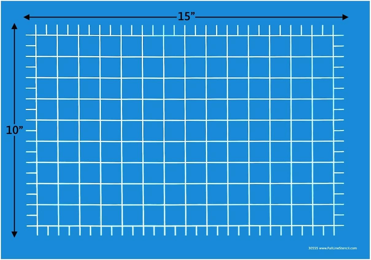 Full Line Stencil -Grid- Edge to Edge Nylon Mesh Stencil, Continuous Line Template for Free Motion Quilting, Domestic Machine Quilting, Hand Quilting, Long-Arm Quilting (30555)
