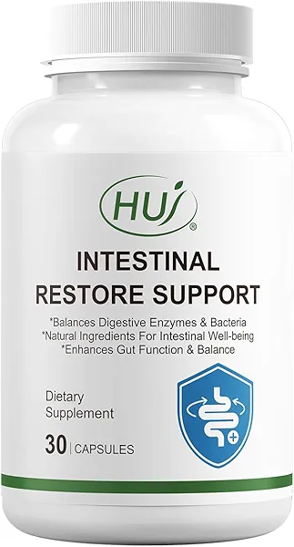 HUJ Intestinal Restore Support, 30 Capsules, Balances Digestive Enzymes & Bacteria