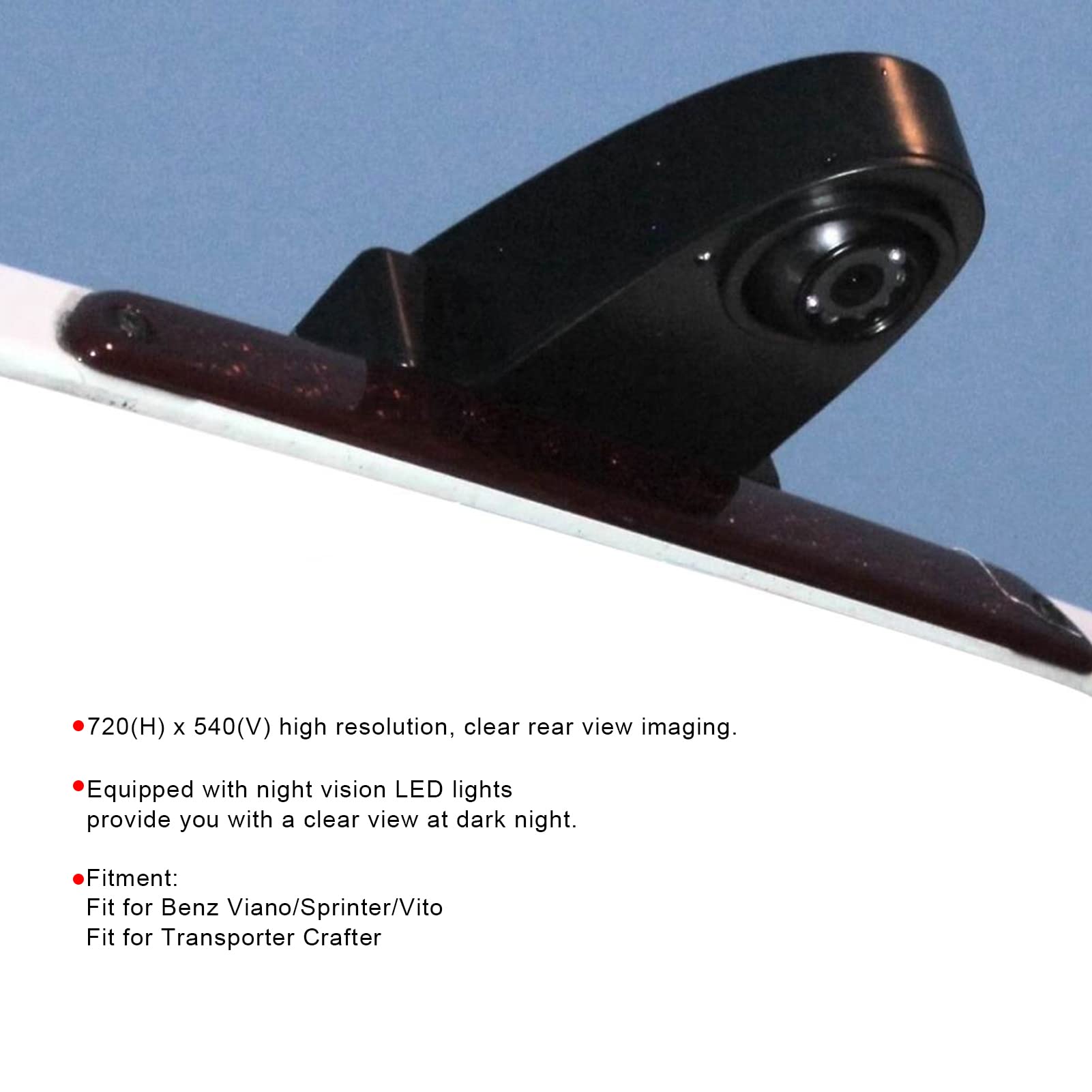 Telecamera Posteriore HD 720p Per Mercedes Vito, Viano, Sprinter (2003-2012) – Retrocamera Impermeabile Con Visione Notturna