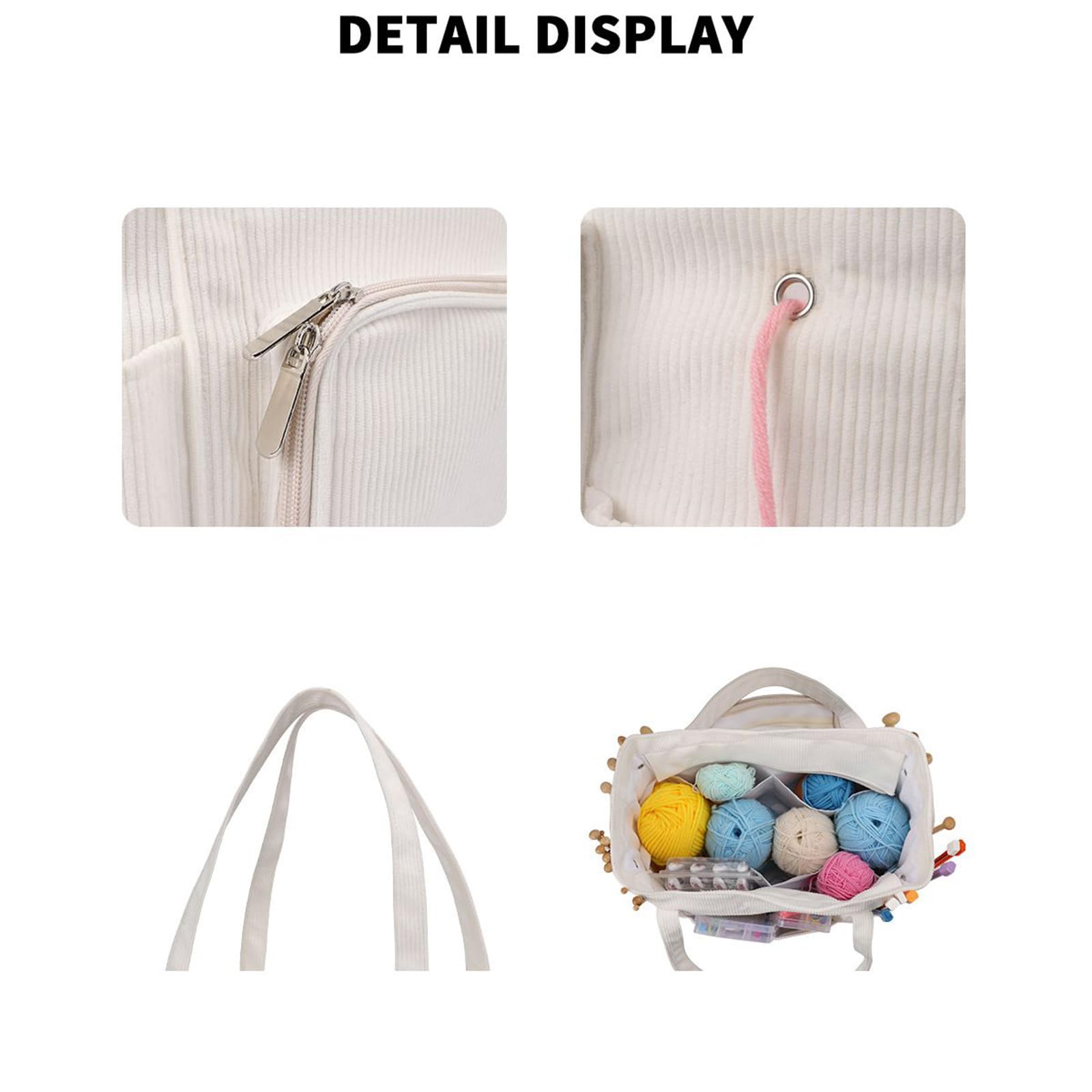 Bolsa organizadora de ganchillo, bolsa de almacenamiento de hilo, bolsa de viaje para proyectos de manualidades, para patrón de ganchillo, hilo, gancho, aguja