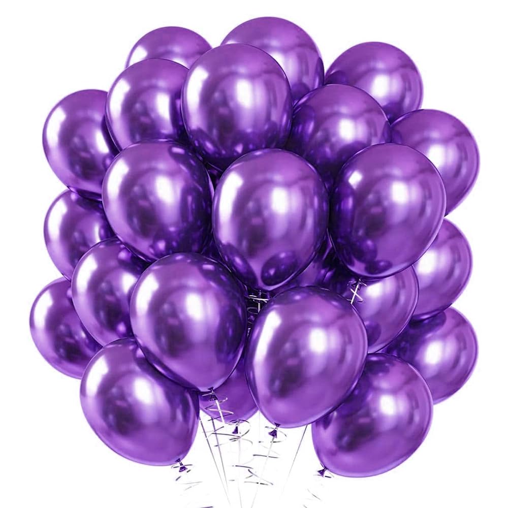 Metallic Purple Balloons 25 x 5inch Balloons Garland Glossy Metallic Balloons Round Birthday Party Balloons for Engagement Weddings Baby Showers, Christmas - Latex Balloons - Concept4u
