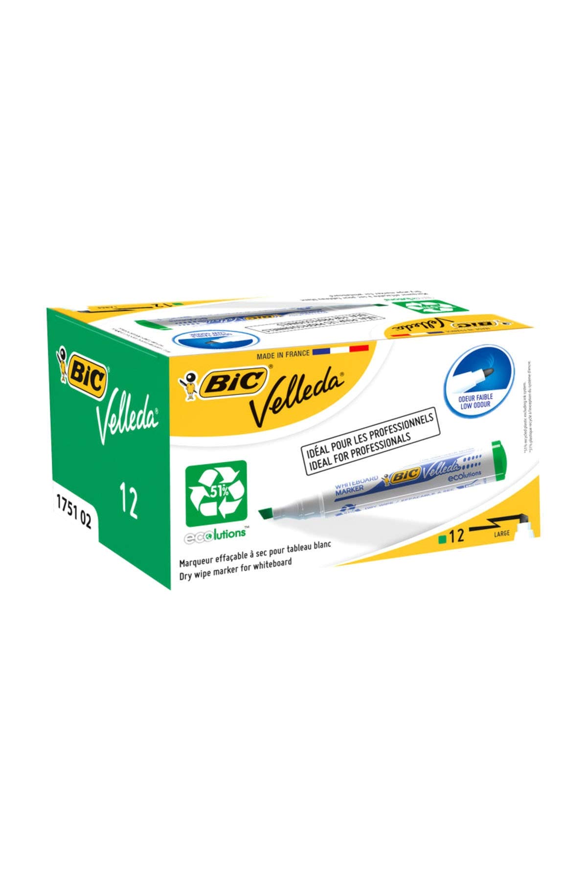 Bic Velleda 1751/1754 – Pennarelli Per Lavagna Bianca – Punta A Scalpello – Confezione Da 4 Colori - 2