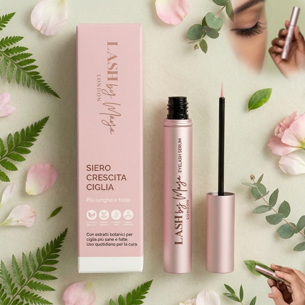 Glowsty Lashes Siero Ciglia/Lash By Marya Siero Ciglia London Rosa 2.0—Trattamento Ciglia Delicato Con Ginseng Swertia Japonica E Vitamina B2 Per Un Aspetto Più Folto E Ordinato Ogni Giorno (1 pezzo)