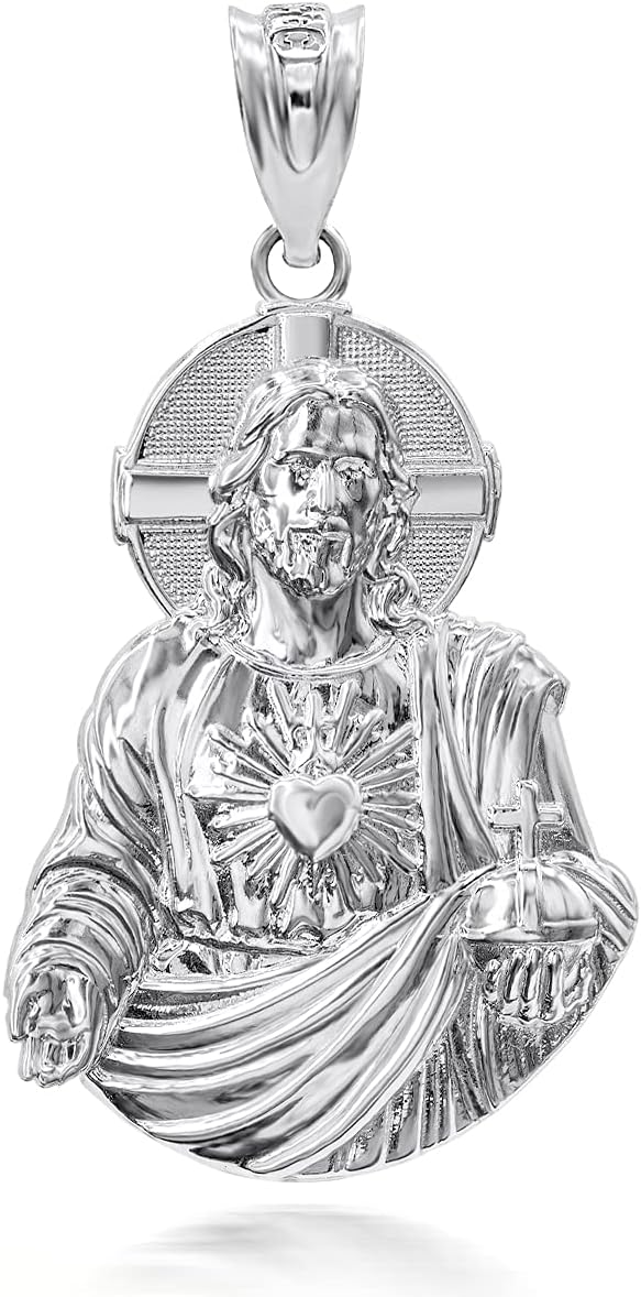 Religious Jewelry 10k Gold Sacred Heart of Jesus Catholic Faith Necklace Pendant