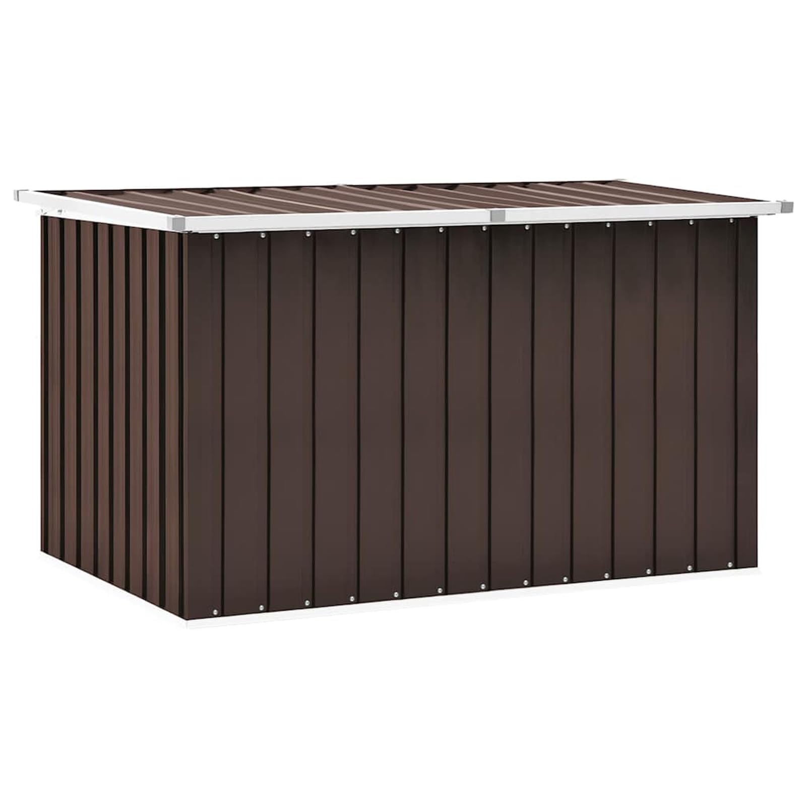 Gecheer Coffre de Rangement Extérieur en Acier Galvanisé 149x99x93cm, Marron - Idéal pour Jardin et Terrasse
