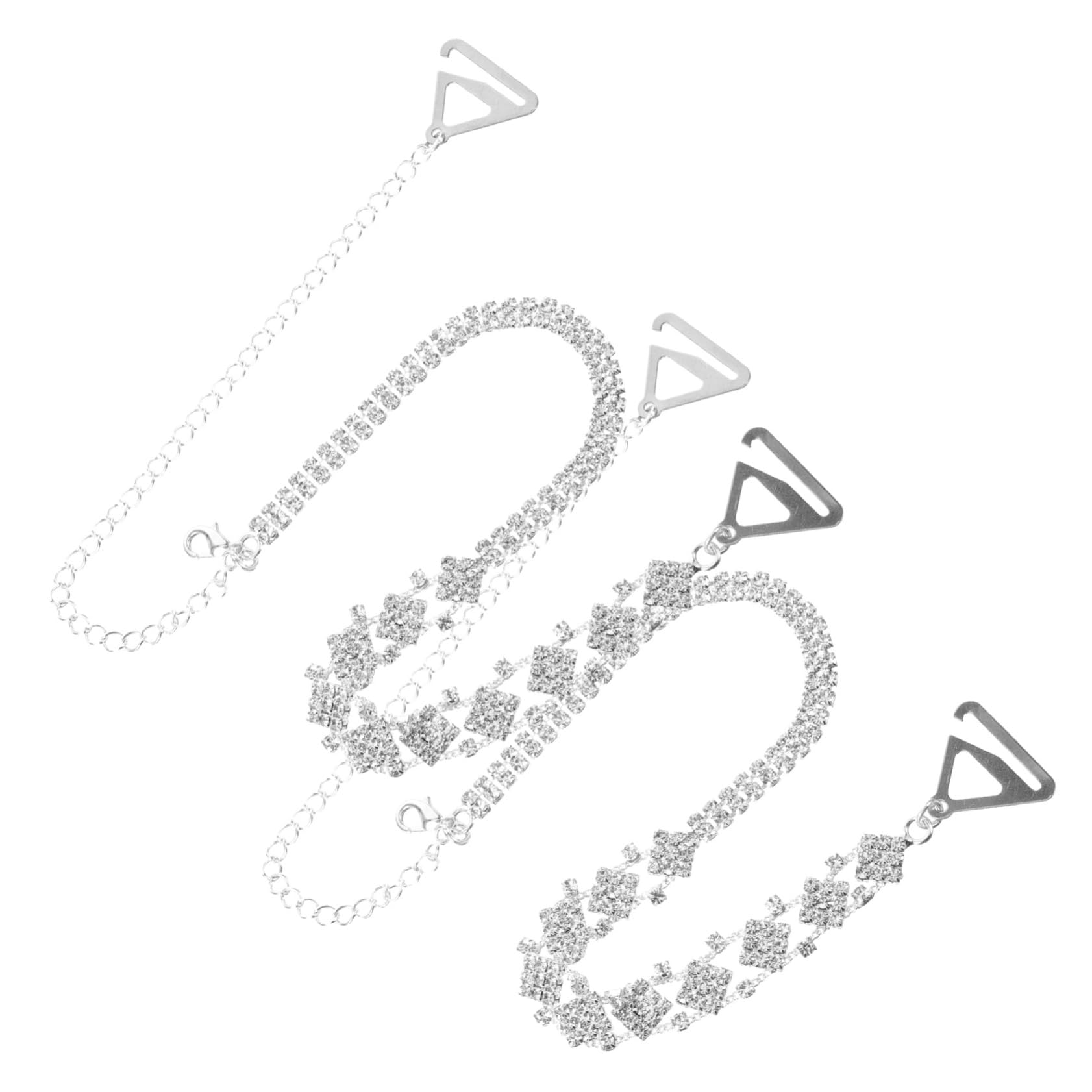 minkissy Tirantes De Sujetador Invisibles Para Boda Ajustables Y Extraíbles Con Cristales Con Clips Para Los Tirantes Para Vestido Accesorio Para El Hombro Acrílico Y Plateado
