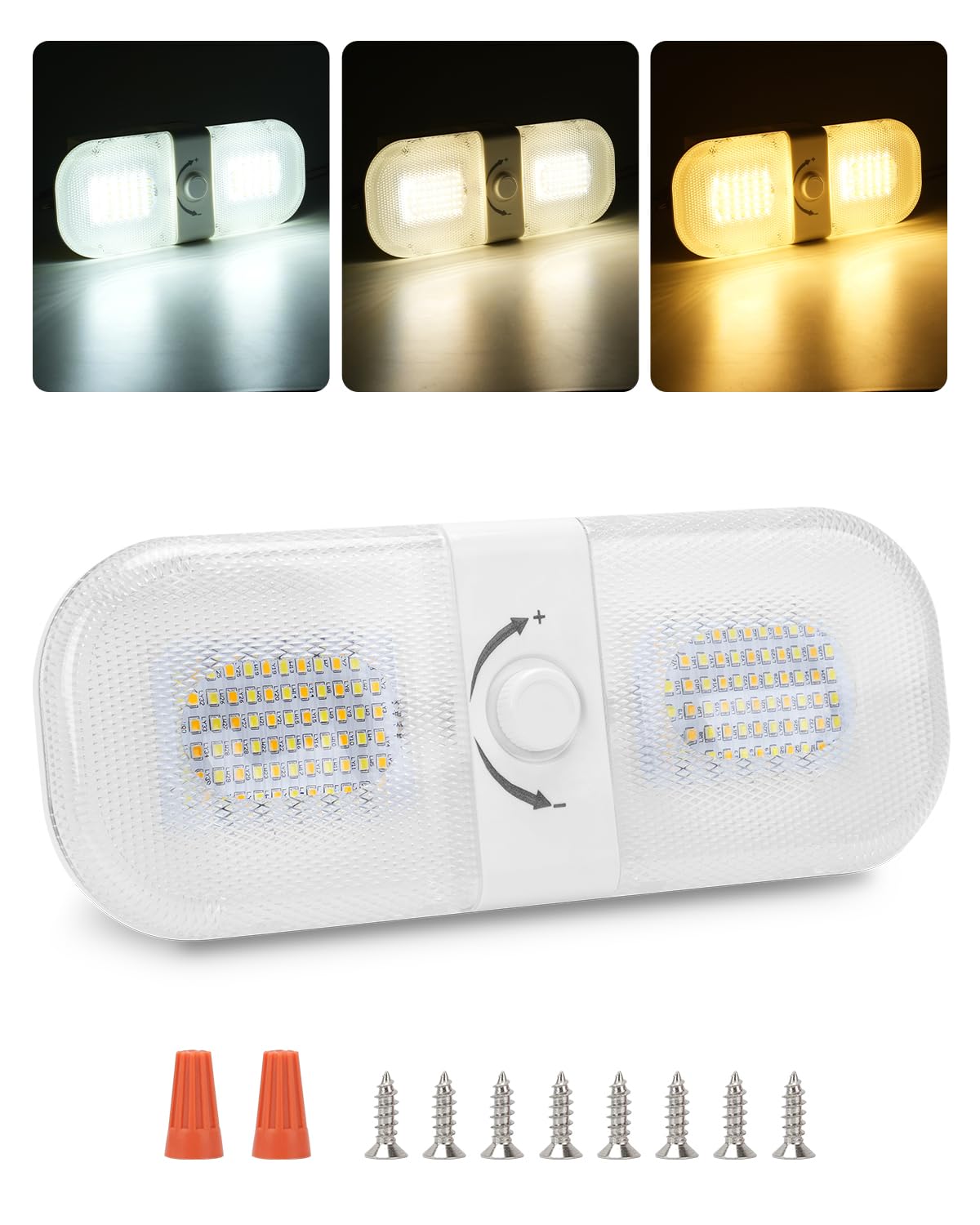 SUPAREE Luces LED Caravana Interior 12 Volt Lampara de Techo Autocaravana LED Luz LED 12V Techo Camper con Interruptor Giratorio 3 Colores Regulable 2700K-6500K para Van RV Motorhome Furgoneta Global Recycled Standard Global Recycled Standard Global Recycled Standard