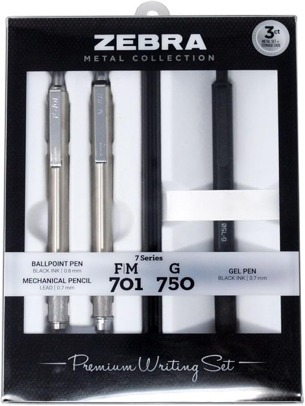 STEEL G-750 & F-701 & M-701 Pen and Pencil Gift Set, 3-Pack | Includes G-750 Gel Pen, F-701 Ballpoint Pen and M-701 Mechanical Pencil, Built for Tactical / EDC Use, Refillable (10513)