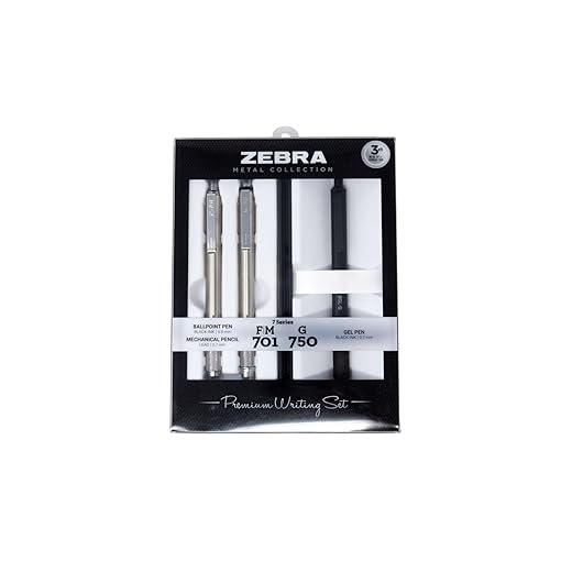 Zebra Pen G-750 Retractable Gel Pen, F-701 and M-701 Retractable Pen/Pencil Gift Set, Premium Metal Barrel, Medium/Fine Point, 0.7mm/0.8mm, 3-Pack (10513)