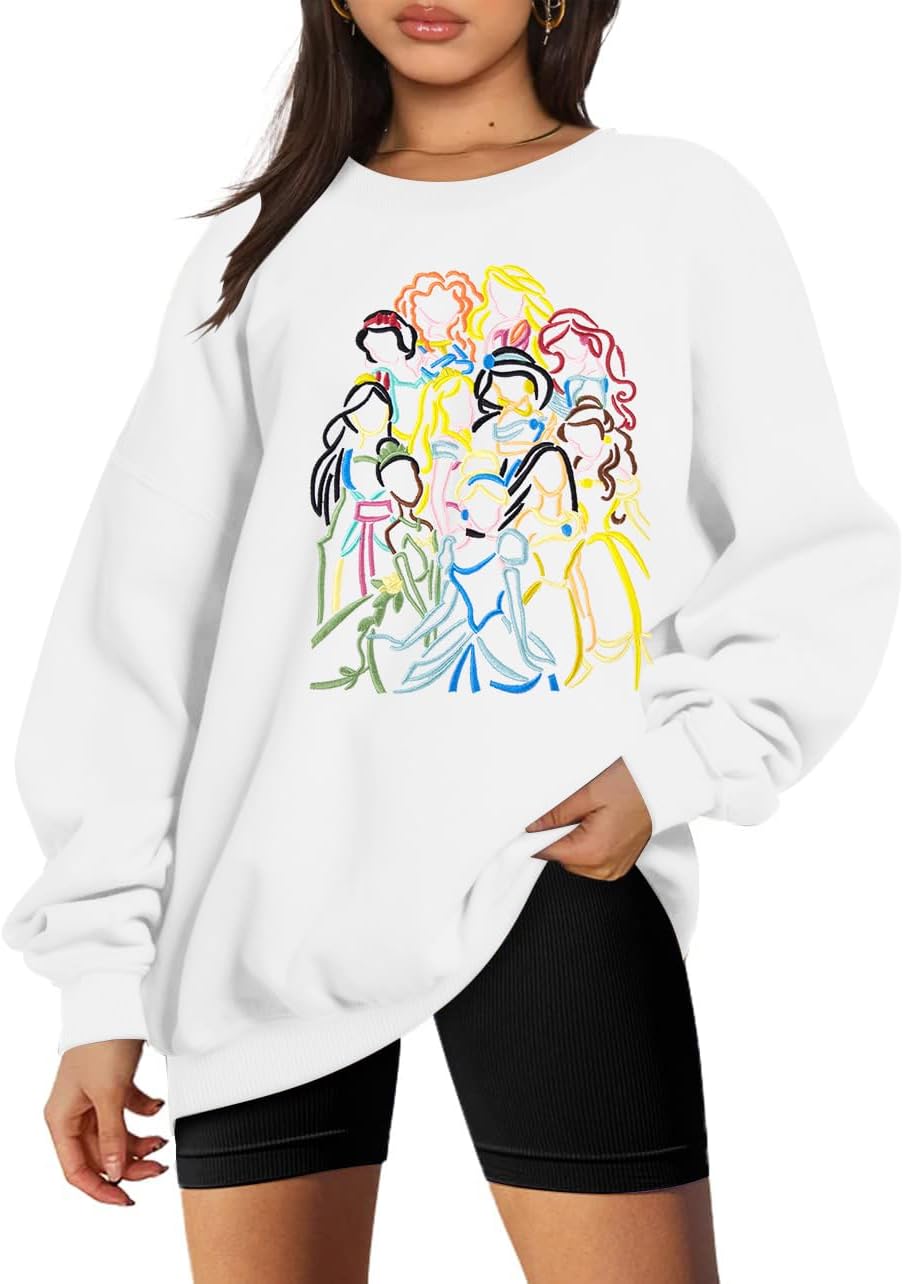 KIDDAD Magical Princess Sweatshirts for Women Cute Embroidered Long Sleeve Sweater Magic Family Vacation Pullover Top - Image 7