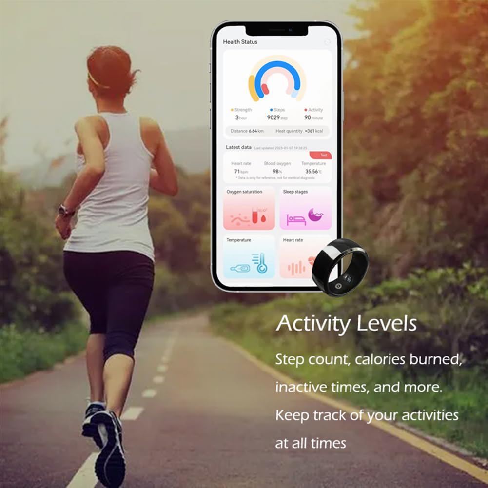 PEIXEN Cardiofrequenzimetro, Anello Intelligente indossabile, Fitness Tracker, Rilevatore di Sonno Multifunzione, Monitor Sanitario Leggero, Contapassi, Resistente all'Acqua Ip68 9 White