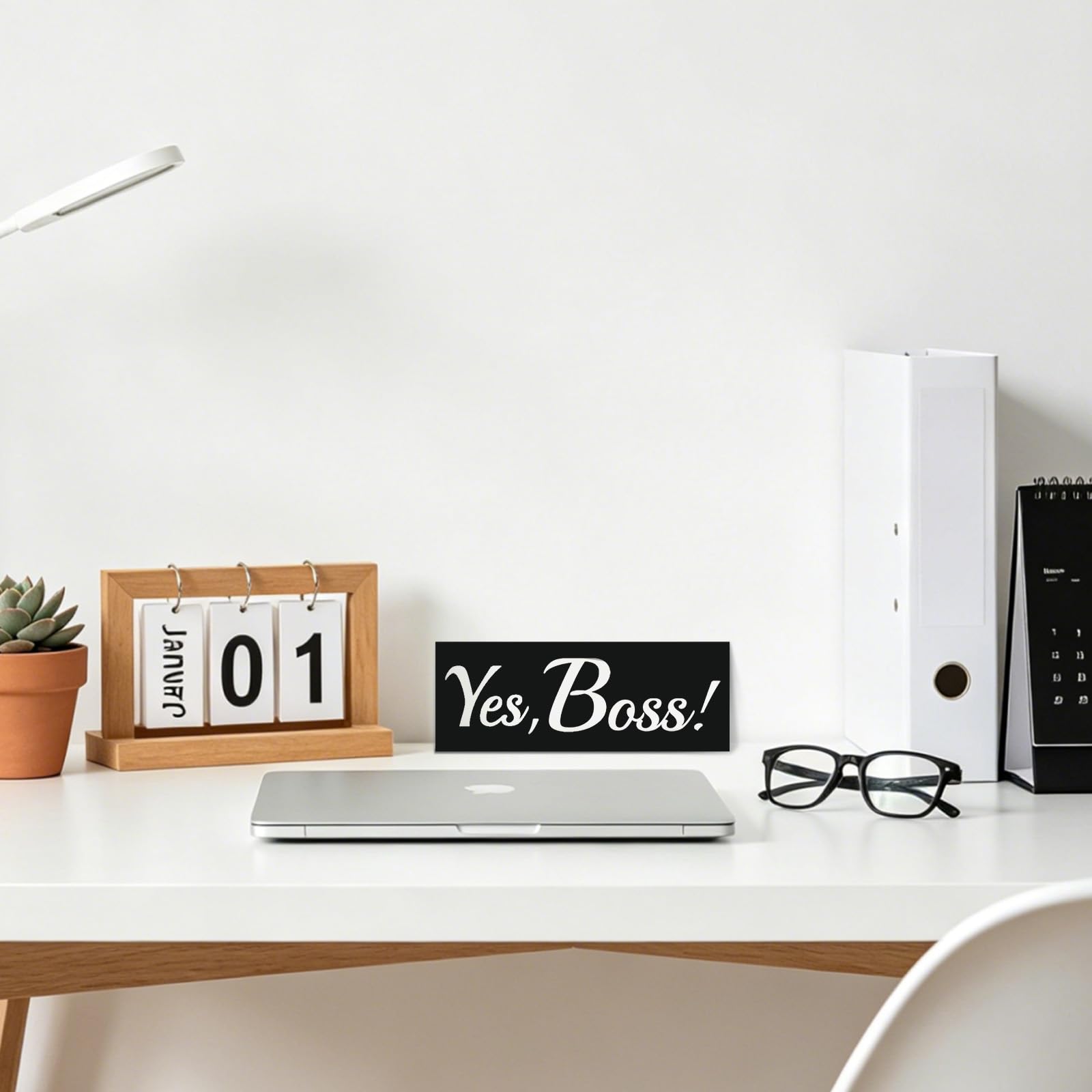 Letrero de pared de metal divertido con texto en inglés «Yes Boss», placa
