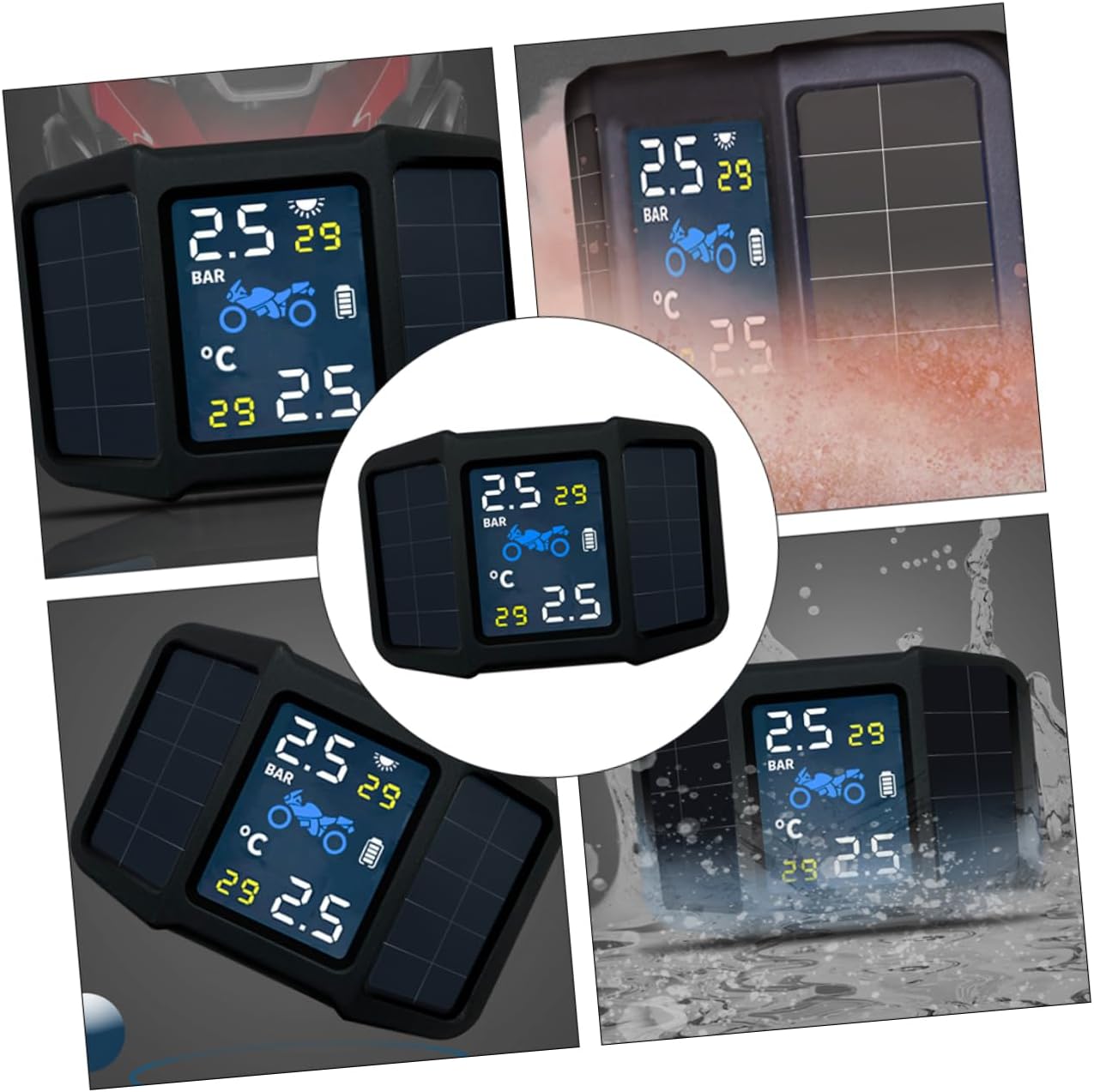 Gatuida 1 Set Tire Pressure Monitor Motor Bike Car Tires Tire Sensors Portable Car Tool Motorcycle Supply Durable Tire Pressure Measuring Tool Motorcycle Accessories Lithium Battery Black