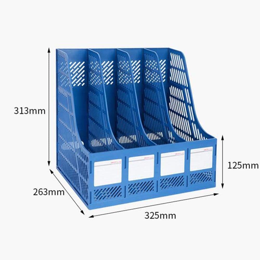 Portadocumenti, portariviste, ripiano portaoggetti in plastica, Portadocumenti a 4 Scomparti, Resistente, per Ufficio, Grigio