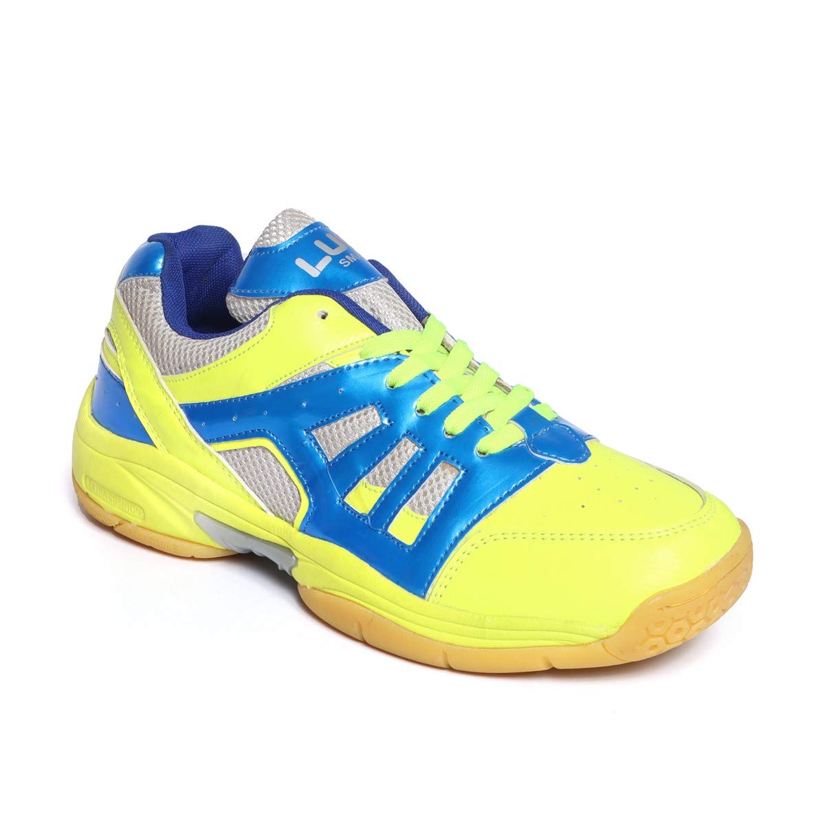 LUCASmash Badminton Shoes | Badminton Sports Shoes for Men | Squash Badminton Shoes | Casual | Sports | for Training and Practice | Yellow and Blue |