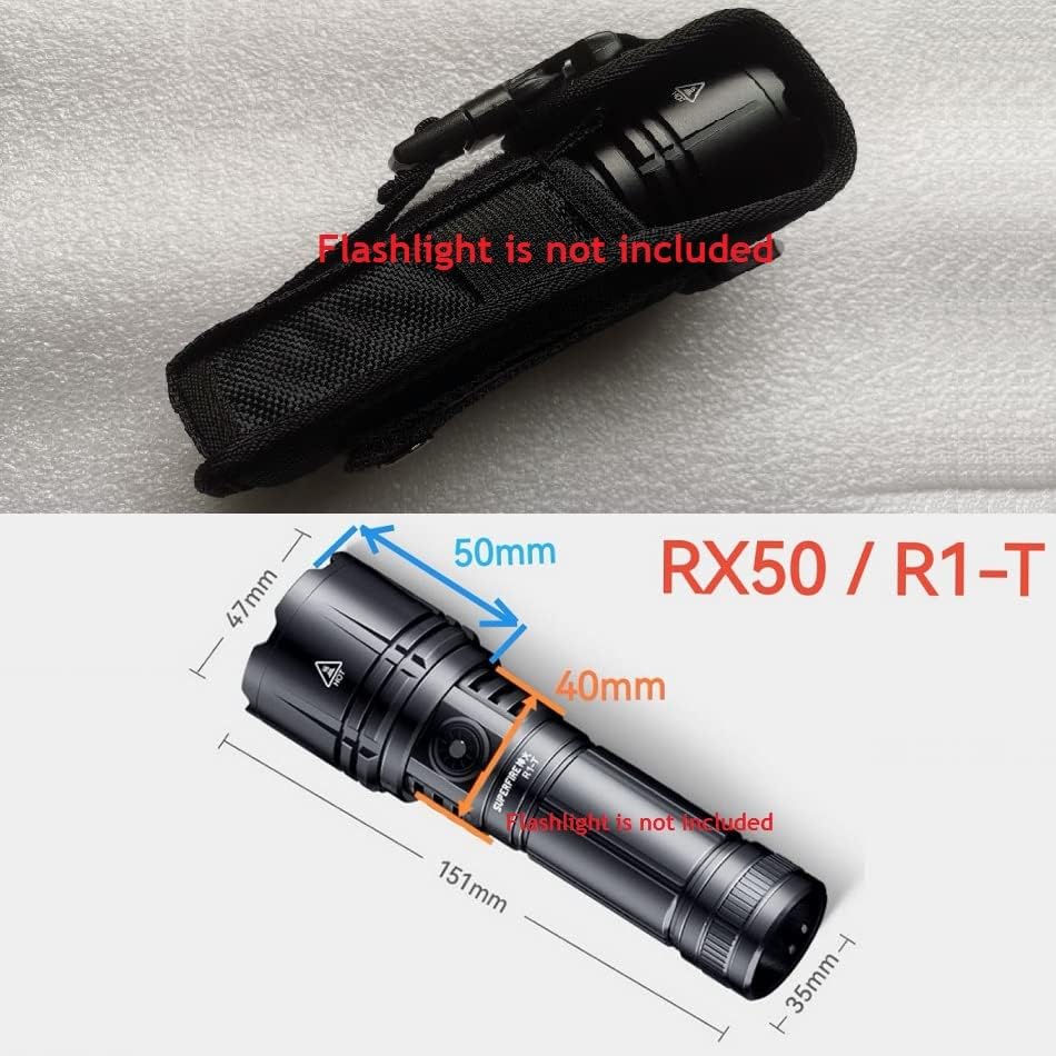 Pack of 2 Holsters Flashlight Buckle Pouch Holster Stretch Nylon Handheld LED Flashlight Belt Carry Case Duty Holder, Black