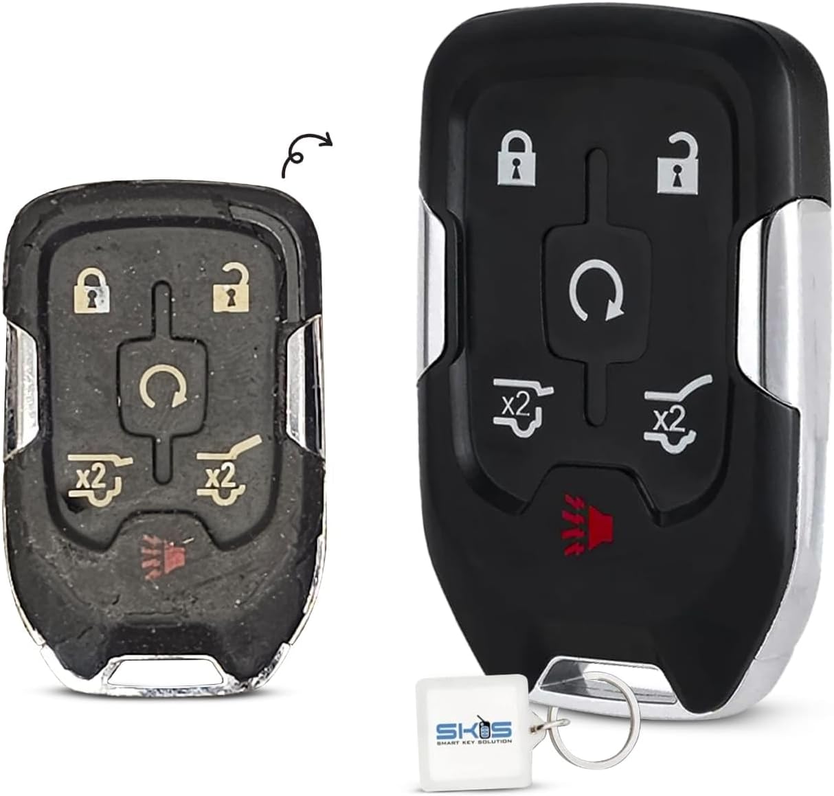 Case Shell Smart Key Fob Keyless Entry Remote fits 2014 2015 2016 2017 Chevy Tahoe Suburban / GMC Yukon (HYQ1AA)