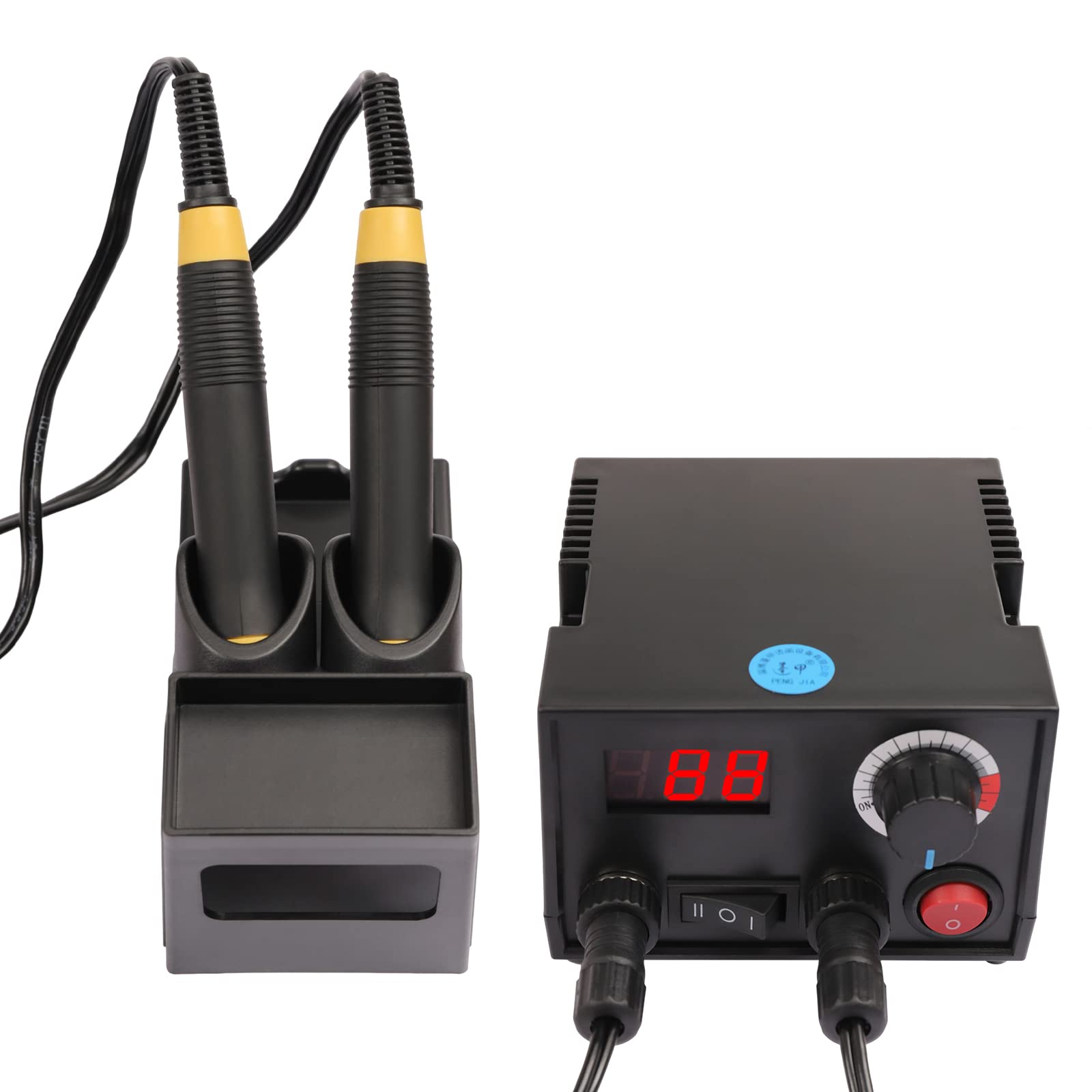 Máquina de pirografía con 2 pines, juego de quemadores de madera de 60 W, temperatura ajustable, máquina de combustión de madera con 20 puntas de alambre de pirografía para madera, cuero, calabaza