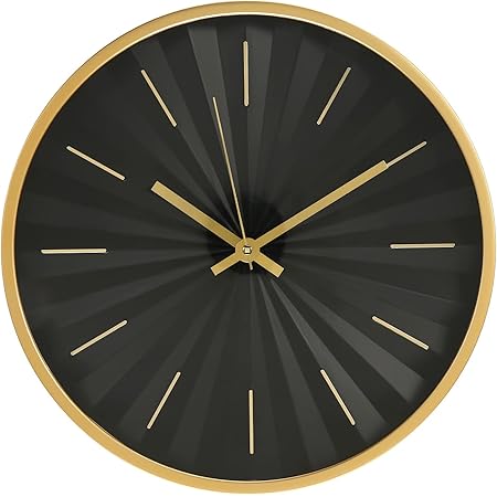 Horloge Murale Noire Silencieuse - Sans Tic-Tac - Diamètre 30 Cm - Décoration Cuisine/Chambre