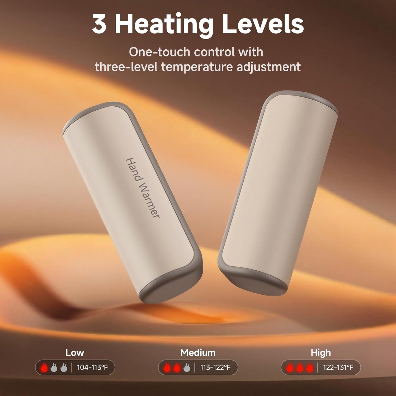 Hand Warmers Rechargeable 2 Pack, Magnetic Electric Hand Warmer 3 Settings Portable Pocket Heater 360°Heating, Gifts for Men Women Camping,Hunting,Golf,Travel Essentials - Image 3