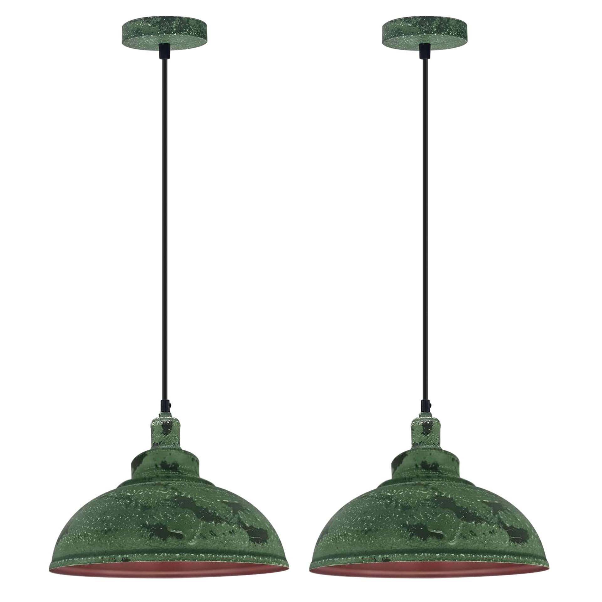 DC VOLTAGE 2 Pack Industrial Pendant Light Metal Dome Shade Ceiling Lamp