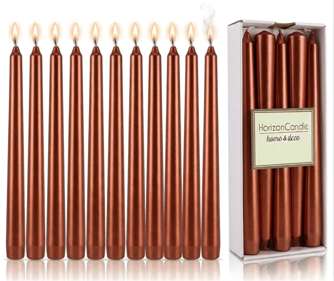 Horizon Candles - 10 sztuk świec stożkowych, 2 x 23 cm, długi czas palenia 7 h, spalanie bez sadzy, do gastronomii, gospodarstwa domowego i na uroczystości