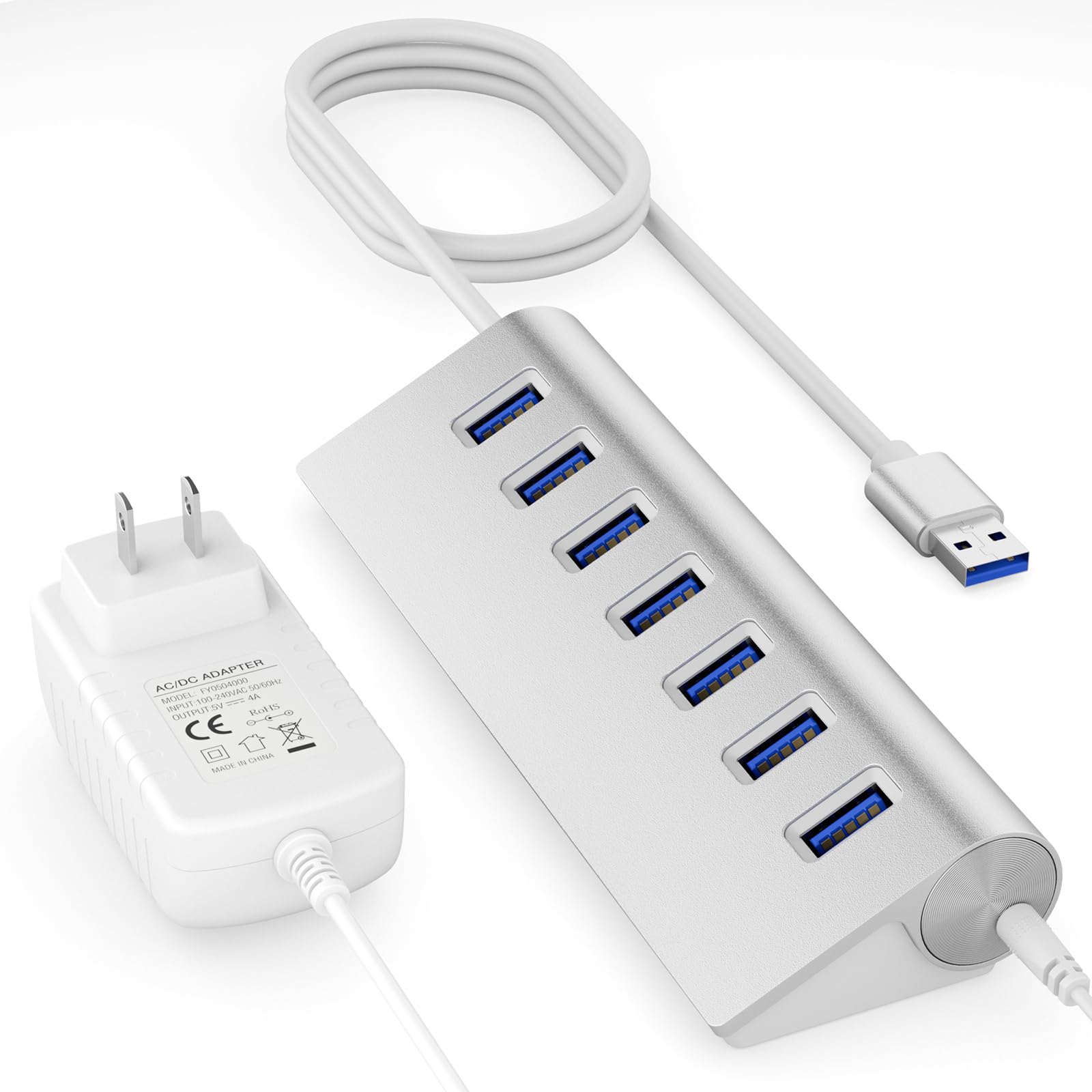 USB 3 0 Hub USB Hub Powered with 5V 4A 20W Power Adapter and 4 9Ft Cable Hub