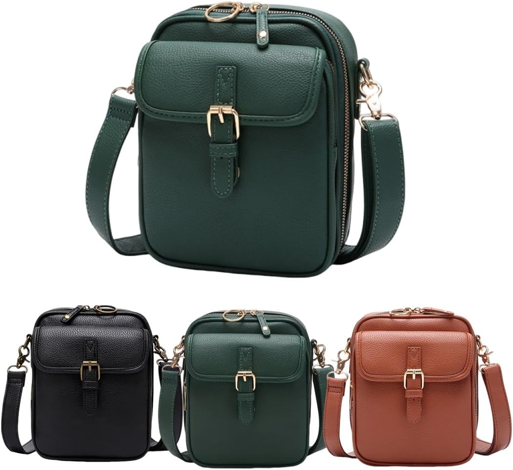 Crossbody Leather Bag, Leather Crossbody Bags for Women Anti Theft, Messenger Bag Large Capacity with 10 Card Slots