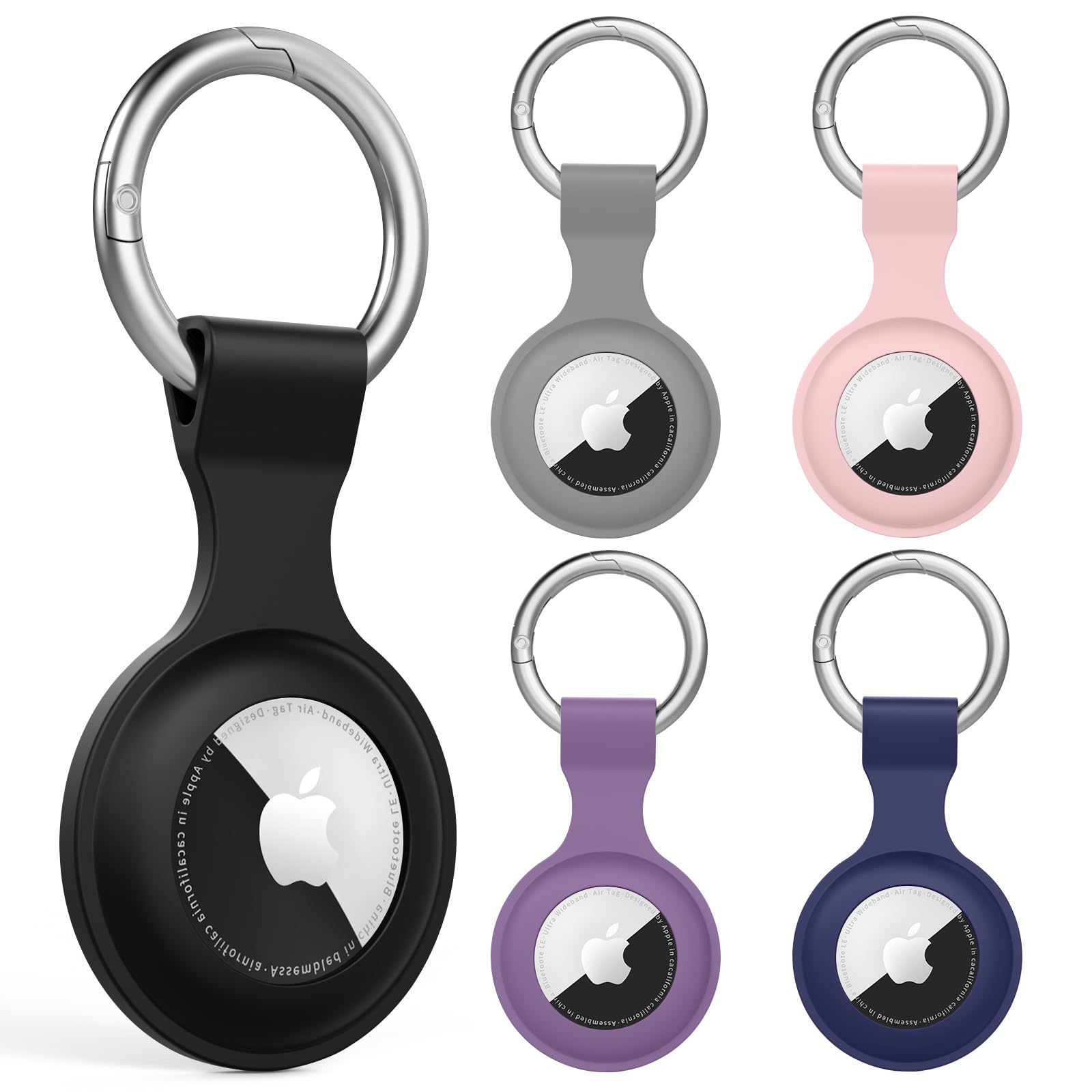 [5-Pack] for Air Tag Holder - Silicone Case for Air Tag Keyring for Keys, Bags, Luggage, Pet Collars - Anti-Lost and Scratch-Resistant Design for Apple Air Tags 2021 (Pack B)