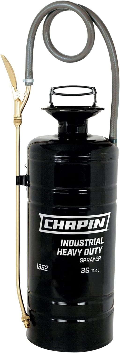 Chapin International 1352 3-Gallon Industrial Tri-Poxy Steel Heavy Duty Sprayer for Industrial Chemical Applications, Black
