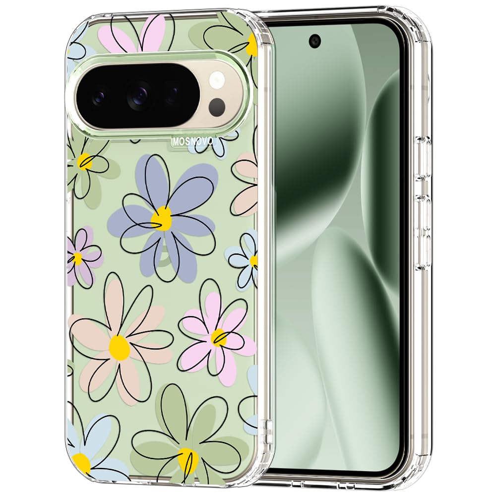 MOSNOVO Case for Google Pixel 9 & Pixel 9 Pro, [Buffertech 6.6ft Military-Grade Drop Protection] [Anti Peel Off Tech] Clear TPU Bumper Phone Case Cover Design - Great Wave — view 18
