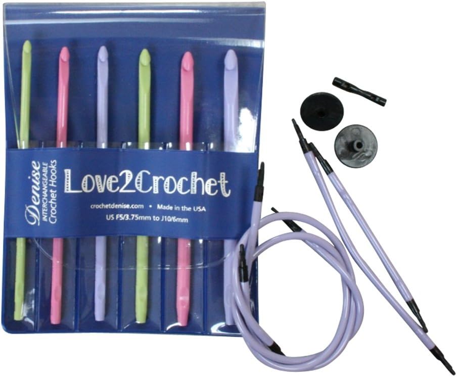 Interchangeable Crochet Hook Set, USF 5/3.75mm-J10/6mm (Pastel)