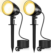 MEIKEE 7W Gartenbeleuchtung Warmweiß 2700K 500LM Gartenlampe IP66 Wasserdicht Gartenstrahler mit Erdspieß Gartenleuchte Ideal für Außen, Garten, Terrasse, Baum, Wegen 2 Stück mit EU-Stecker
