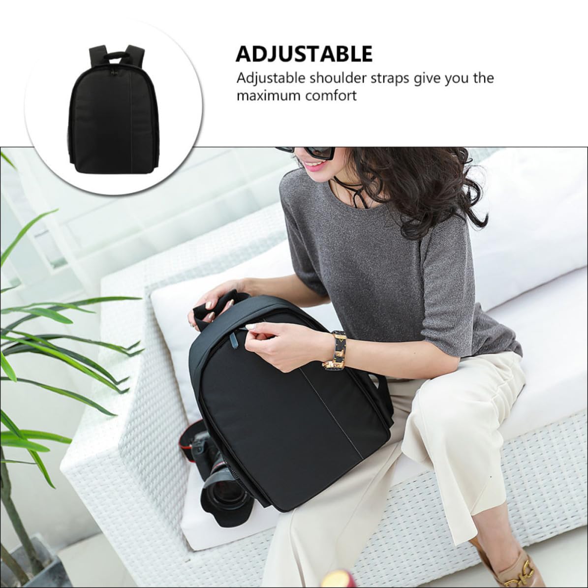 Ciieeo Mochila de Viaje para Cámara DSLR de Nailon Resistente al Agua