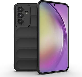 جراب موبايل ماجيك شيلد مصنوع من بولي يوريثين مقاوم للحرارة وسيليكون مضاد للصدمات ومتوافق مع موبايل سامسونج جالاكسي A56 وسامسونج جالاكسي A36 من انبلاك، لون أسود