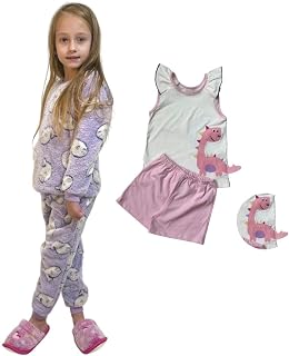 Pijama Infantil Inverno Soft Fleece Menina 1 Conjunto Inverno + 1 Conjunto verão - 4 peças