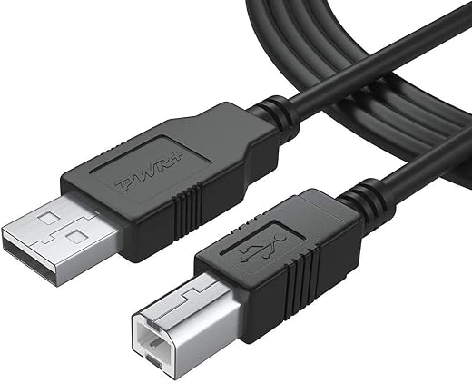 Exceptional 6Ft Long USB-Printer-Cable 2.0 for HP OfficeJet Laserjet Envy; Canon Pixma; Epson Workforce Stylus Expression Home; Brother; Silhouette Cameo; Dell Scanner Fax High Speed Cord 2.0