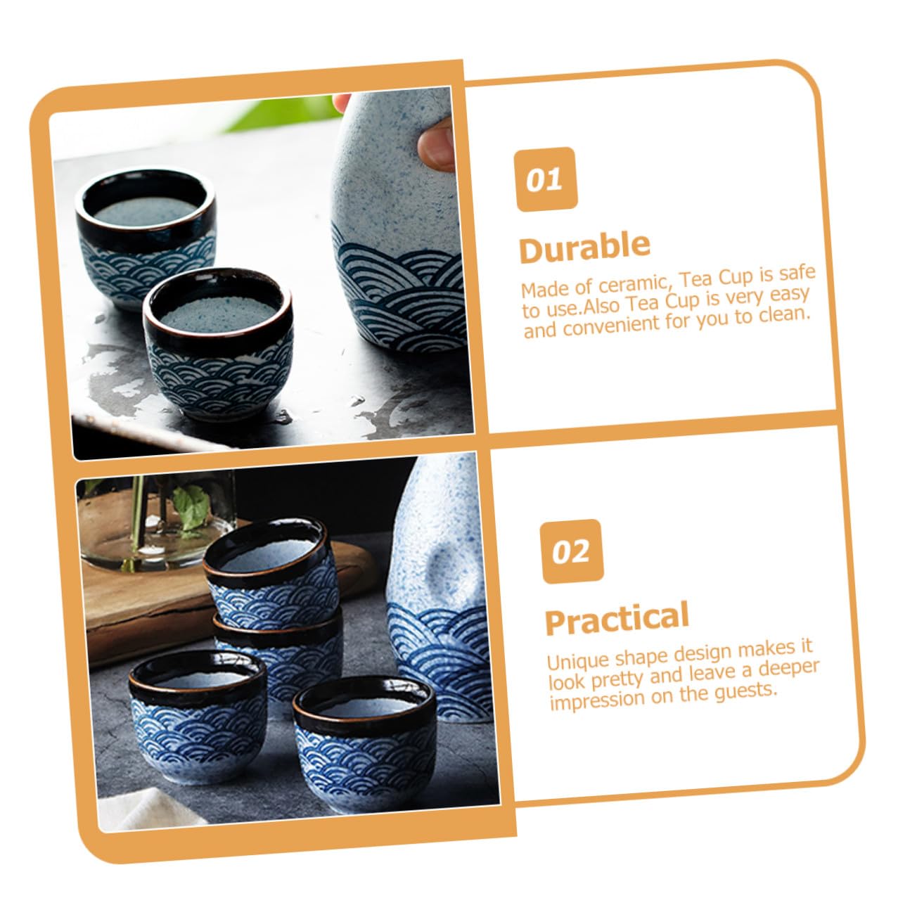 SOLUSTRE Tazze da Tè Giapponesi in Ceramica 6 Pezzi per Uso Domestico