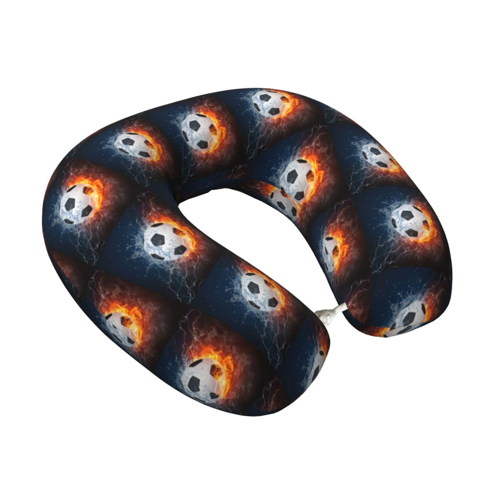 LKYMOH Football In Water And Fire, Travel Neck Pillow U-Shaped Memory Neck Support Soft Comfortable With Washable Cover For Airplane Car Traveling and Office