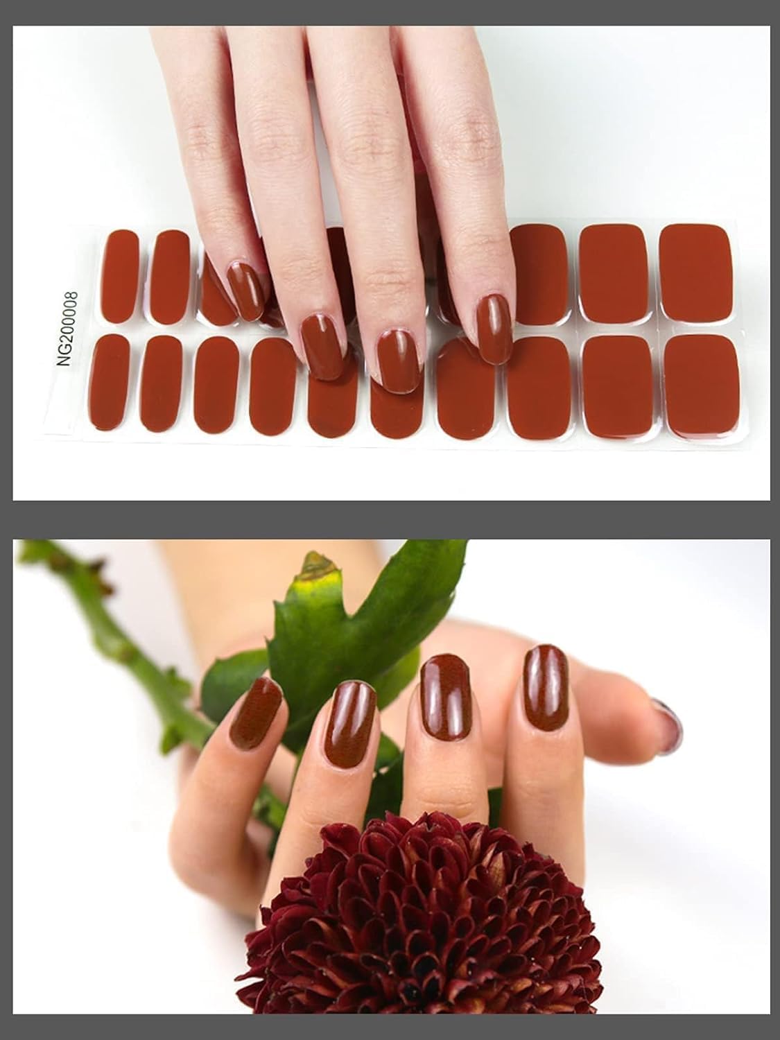 Cazuela 16PCS Solid Jelly Peach Gel Nail Stickers Wraps for Women Girls, Self Adhesive, Classic Style, Plastic Material, Nail Art Design, Indoor Use 2