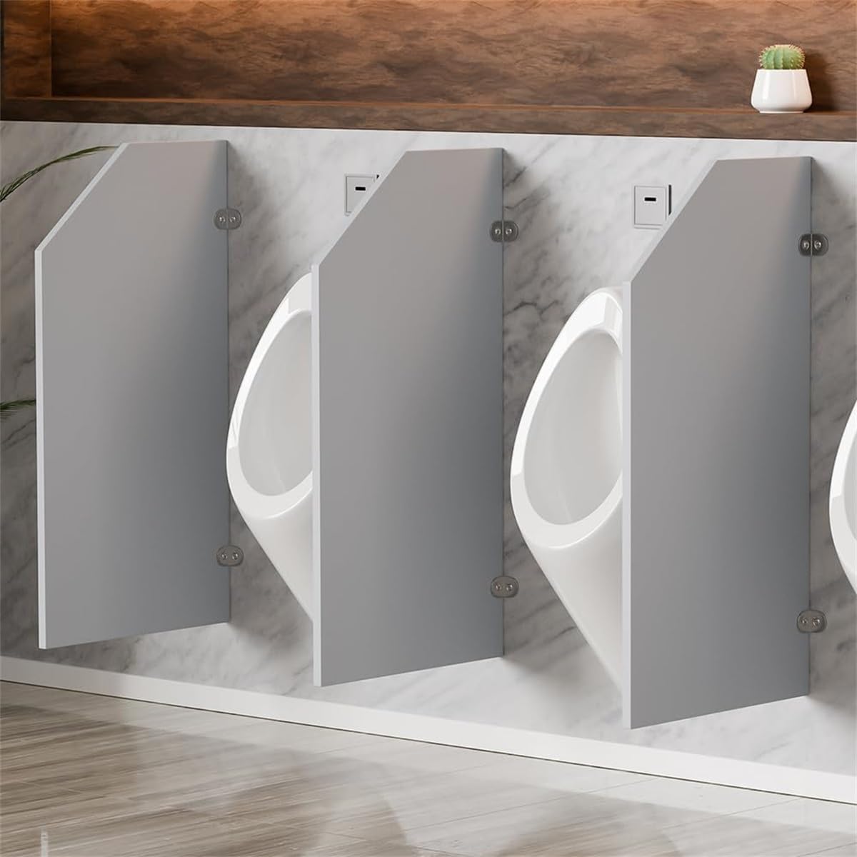 Mampara de privacidad para urinario de Paneles de Madera, Divisor de protección para Inodoro, mampara de privacidad para urinario de Hombres con Accesorios de Acero Inoxidable. Se