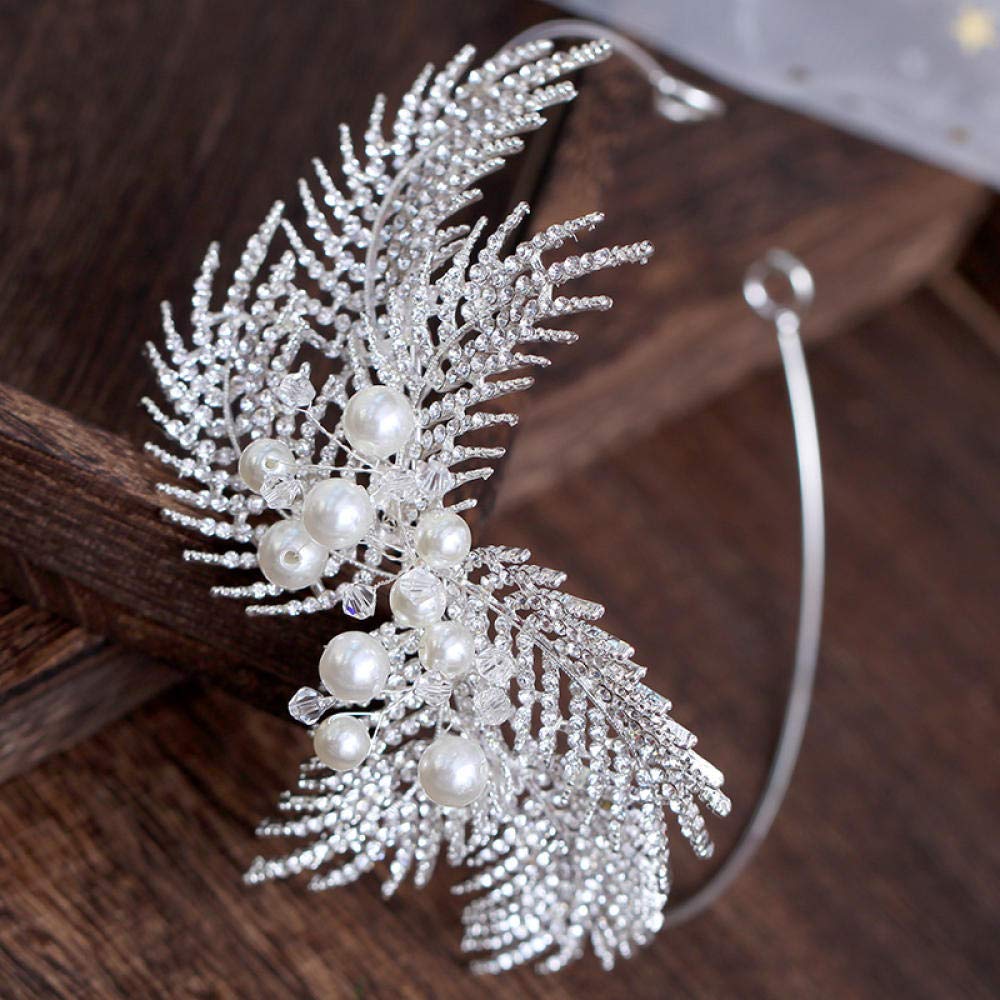 Tiara, stop strasu, biżuteria na głowę, dla panny młodej, piękna srebrna, perłowa, dla kobiet, prosta, modna ozdoba na wesele, ozdoba do włosów, w stylu vintage, opaska na czoło na imprezę