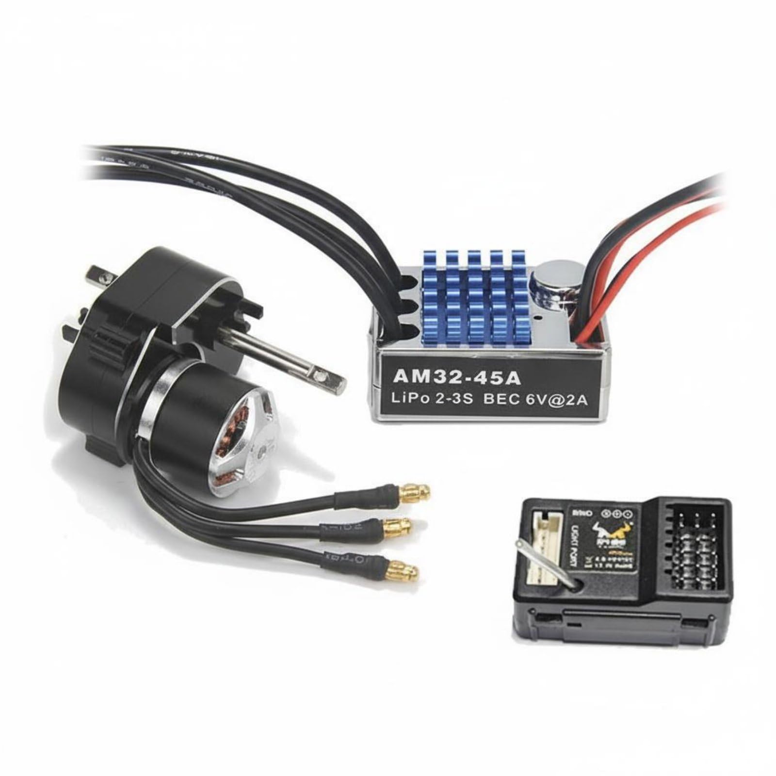 Combo Motore Brushless 2322 Senza Spazzole Kit Motore Brushless e ESC Avvio Sinusoidale per Fuoristrada, Nero, Kit Ricevitore 6-Ch