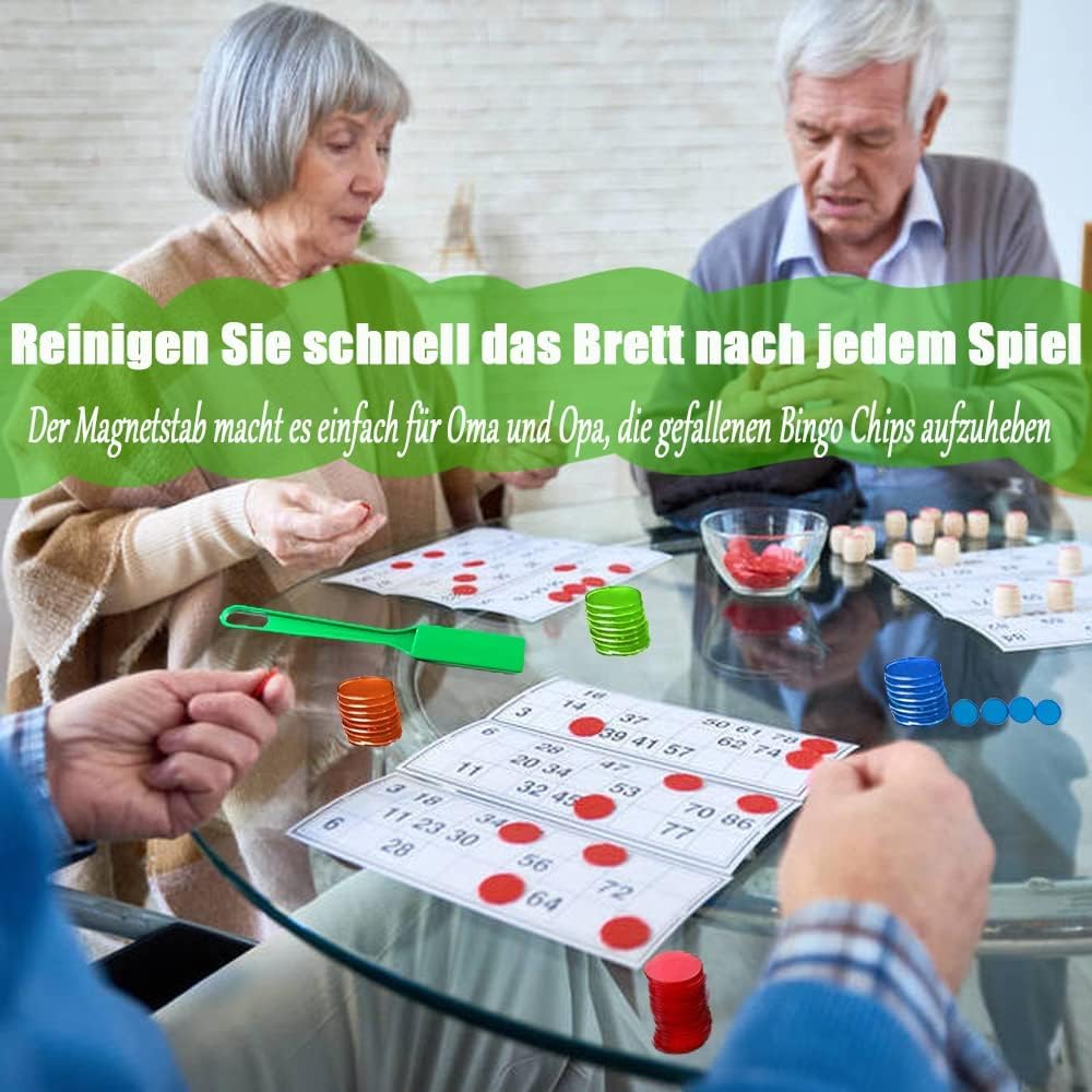 Magnetischer Bingostab mit 100 Metallringchips zum Zählen von Schul-/Spielchips Kunststoffmarkern (Grün)