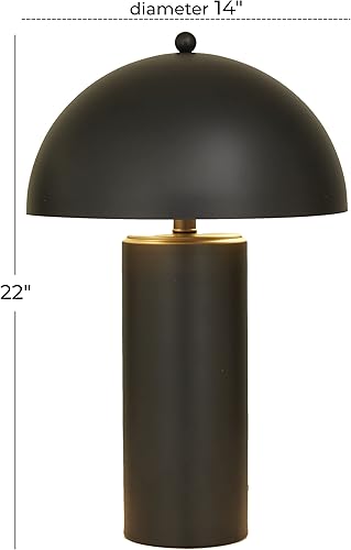 Miniatura 6 de Deco 79 Lámpara de mesa de metal con pantalla de cúpula, lámpara de 14 x 14 x 22 pulgadas, color negro