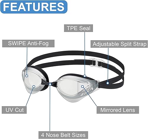 Miniatura 10 de Unisex V-230asa Blade Orca Swipe Racing Swim GogglesSwim Goggles