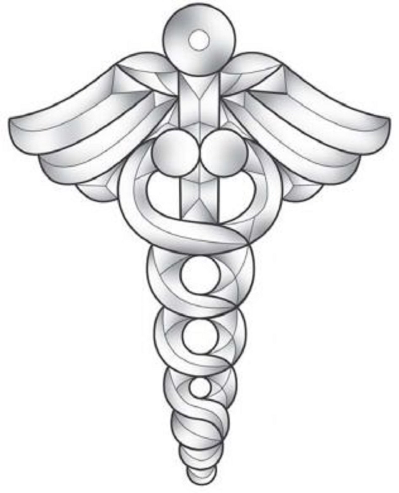 Clear Beveled Glass Caduceus Bevel Cluster