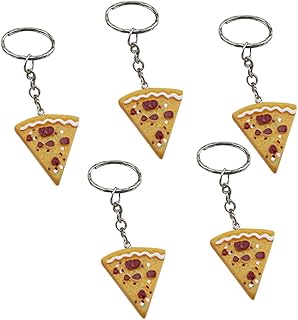 5 portachiavi in resina artificiale con ciondolo a forma di pizza, decorazione per borsetta, idea regalo per donne e uomini